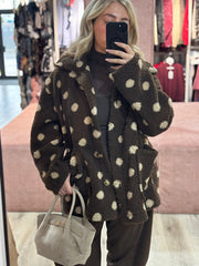 Chocolate Polka Dot Fleece Jacket Kiera