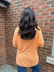 Orange Ribbed Scarf Top Zeta