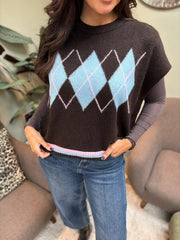 Chocolate Argyle Knit Blair