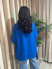 Royal Blue Gathered Cowl Neck Top Harper