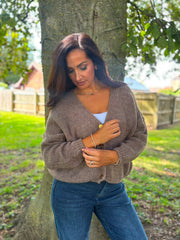 Mocha Cosy Knit Cardi Sofia