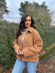 Camel Teddy Fleece Jacket Ayla