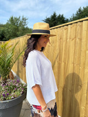 White Cotton Reverse Seam Knit Jo