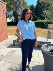 Blue Twist Drape Top Jacqueline