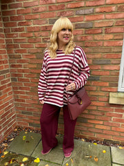 Wine Stripe Long Sleeve Top Yasmin