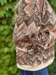 Mocha Zig Zag Shimmer Jacket Fern