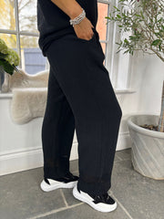 Black Bubble Cotton Trouser Set Hayley