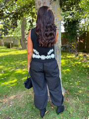 Black Contrast Trim Waistcoat Jan