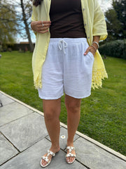 White Bubble Cotton Shorts