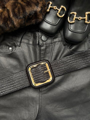 Black Square Buckle Belt