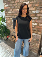 Black Lace Detail Top Amanda