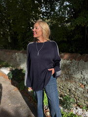 Navy Designer Inspired Stripe Knit Yvonne