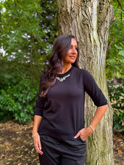 Black Jewel Embellished Knit Sandra