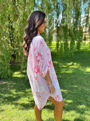 Pink Flower Pattern Longline Shirt Lucinda