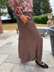 Chocolate Wide Leg Pull on Silvia Trousers