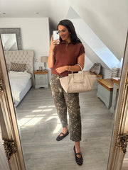 Tan Collared Short Sleeve Knit Annie