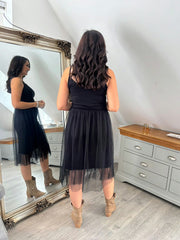 Black Half Mesh Slip Olivia