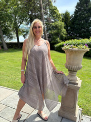 Mocha Chevron Lace Dress Haven