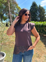 Chocolate Lace Hem Top Yasmin