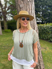 Khaki Multi Hole Layered Top Laurel