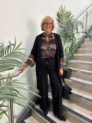 Black Drawstring Seam Front Trousers