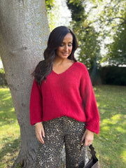 Wine V Neck Knit Roxanne