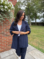 Navy Tie Waist Jacket Charlotte
