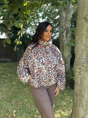 Chocolate Leopard Premium Puffer Jacket Alessandra