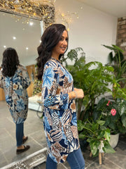 Navy Speckled Floral Tunic Gloria