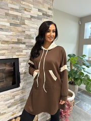 Chocolate Hooded Sweat Dress Jodie