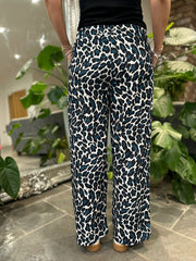 Teal  Leopard Seam Front Trousers