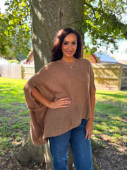 Camel Asymmetric Cosy Knit Fran