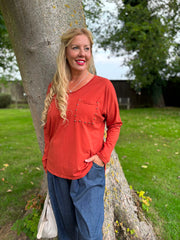 Rust Stud Pocket Top Serena