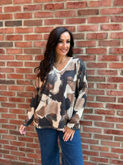 Black Watercolour Shimmer Top Freya