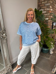 Blue Leopard Print Top Robin