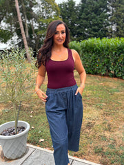 Wine Smooth Double Layered Vest Saylor
