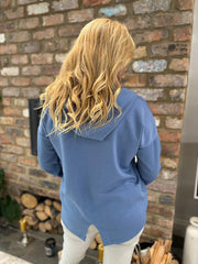 Denim Hooded Button Shacket Mabel