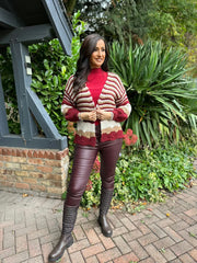 Wine Striped Premium Cardi Leah