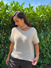 Mocha Asymmetric Off Shoulder Knit Cora
