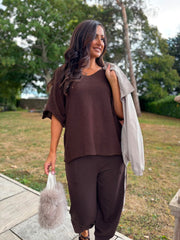 Chocolate Reverse Seam Knit Georgina