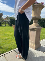 Black Bubble Cotton Trousers