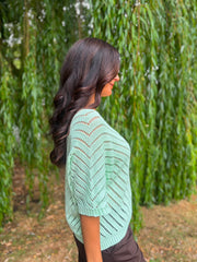 Mint Green Chevron Knit Anabelle