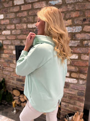 Sage Hooded Button Shacket Mabel