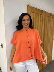 Orange Button Front Knit Zelda