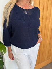 Navy V Neck Knit Jodie