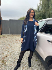 Navy Ribbed Knit Dress Yasmin