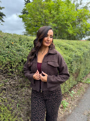 Chocolate Boucle Zip Jacket Estella