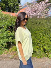 Lemon Mesh Trim Short Sleeve Top Riley