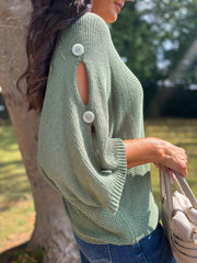 Khaki Button Sleeve Knit Augustine