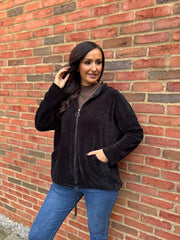 Black Chenille Zip Hoodie Mia